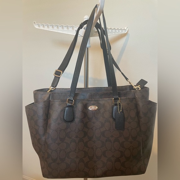 Coach Signature Brown and Black Diaper Bag - Picture 1 of 11